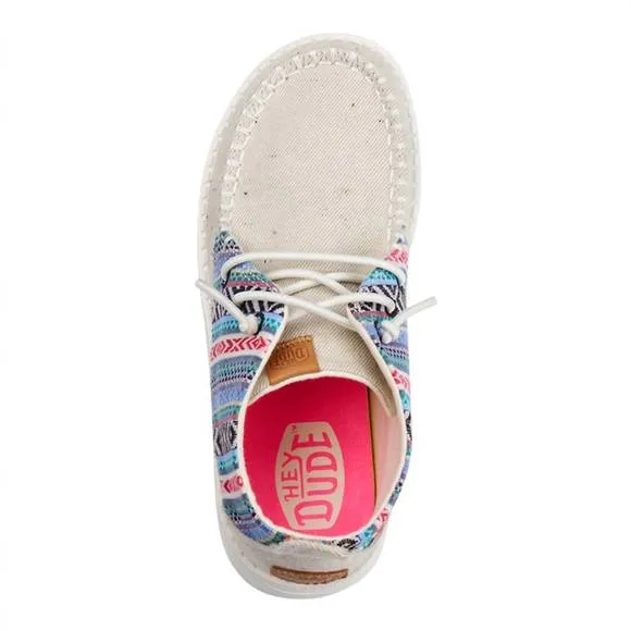 NEW HEY DUDE girl's youth wendy mid boho crafted shoes in light grey/multi
