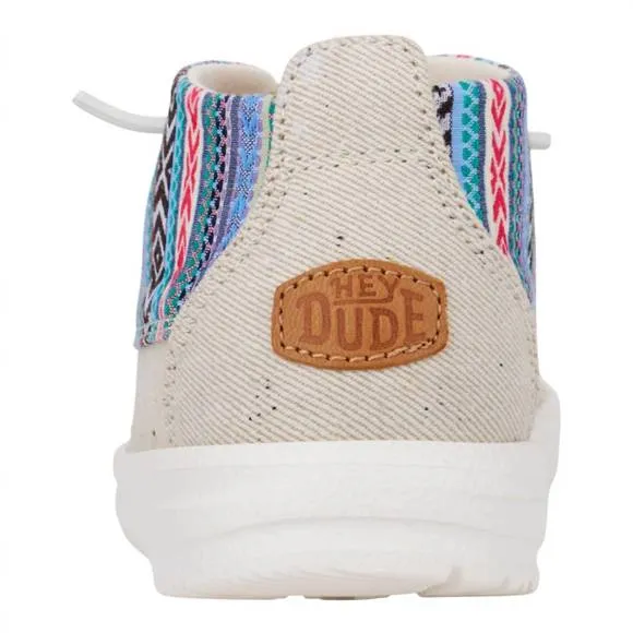 NEW HEY DUDE girl's youth wendy mid boho crafted shoes in light grey/multi