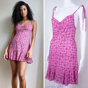 NEW Intimately Free People Caught Up Printed Slip Dress,‎ Pink, Small