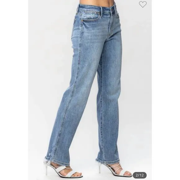 NEW JUDY BLUE dad jean in medium wash