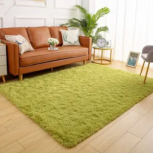 New JYMBK Super Soft Modern Shag Area Rug with non skid bottom, 4 Ft X 6 Ft, Green! Retails $188 W/Tax!