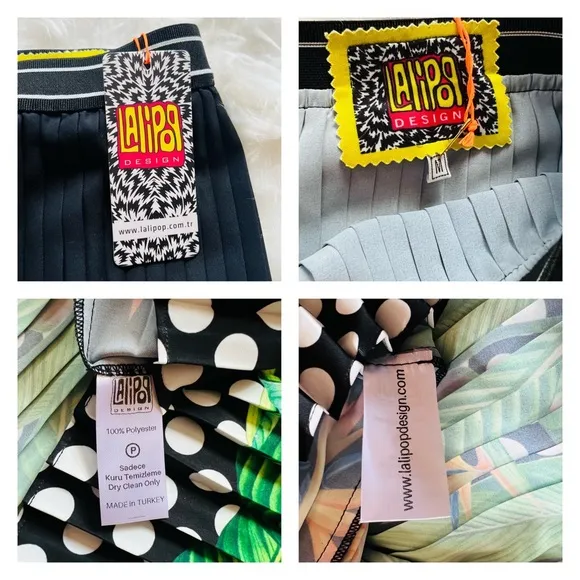 New! LALIPOP Design Pleated Polka Dot Pattern Midi Skirt