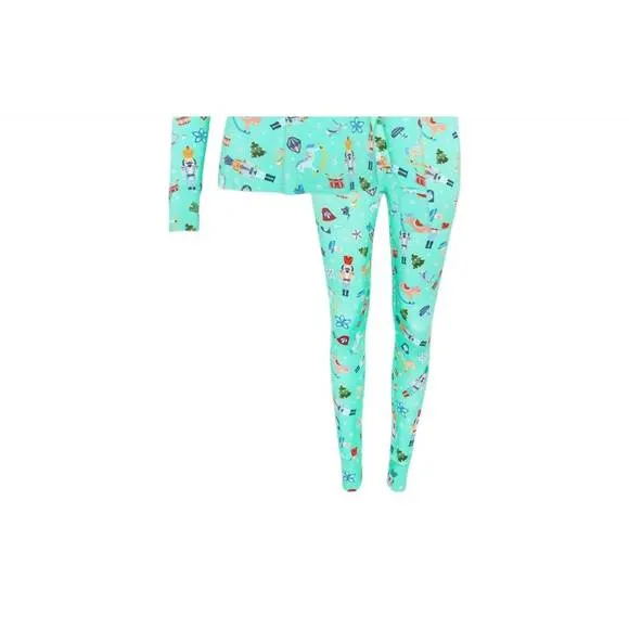 NEW POSH PEANUT women’s fritz long sleeve sleepwear set in blue nutcrackers