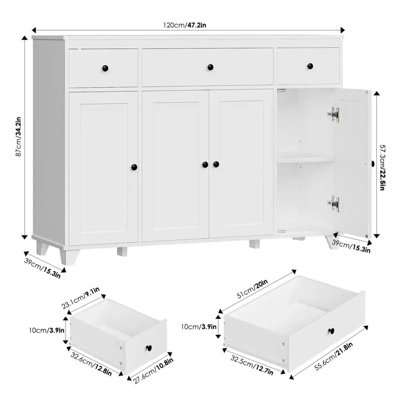 NEW Retails $409 , Stunning White Wood Grain Laurel Foundry Modern Farmhouse Montevallo 47.2'' Sideboard (Assembled)
