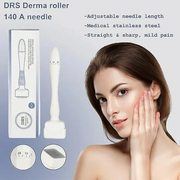 New Retails $67  140 Pins Derma Stamp Tool 0.25-3.0mm Adjustable Roller Microneedle Anti-aging