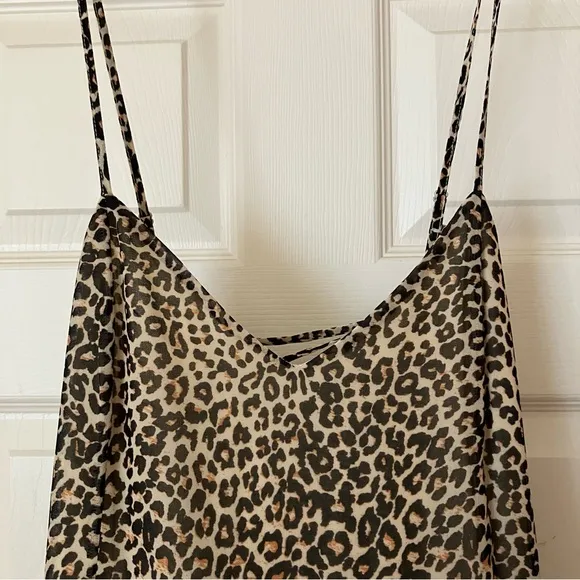 *NEW* URBAN OUTFITTERS UO Cheetah Print Callie Chiffon Mini Slip Dress L NWOT