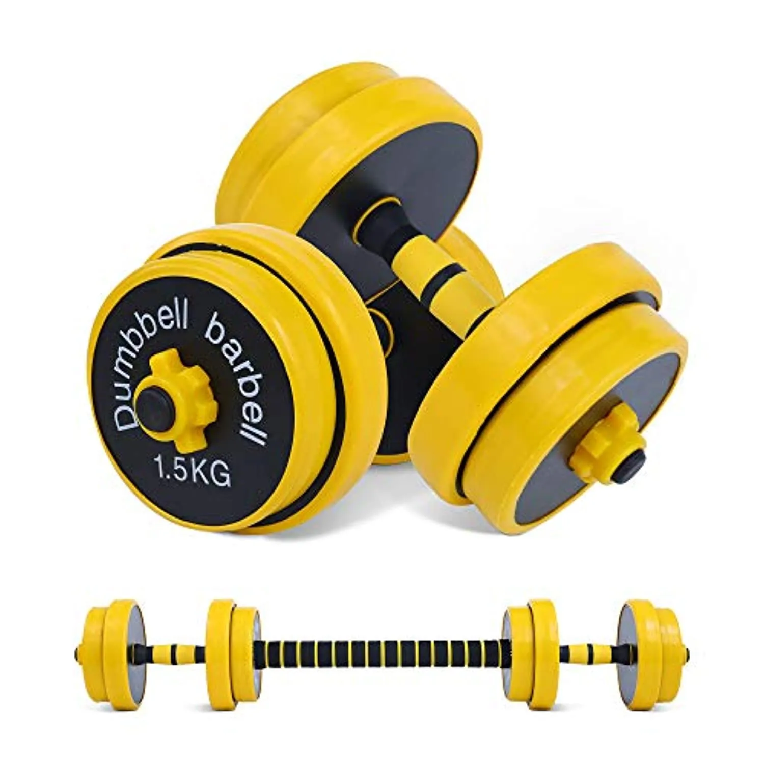 Nice C Adjustable Dumbbell Barbell Weight Pair, Free Weights 2-in-1 Set, Non-Slip Neoprene Hand, All-Purpose, Home, Gym, Office