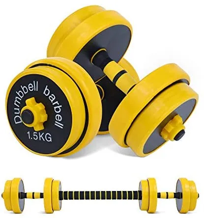 Nice C Adjustable Dumbbell Barbell Weight Pair, Free Weights 2-in-1 Set, Non-Slip Neoprene Hand, All-Purpose, Home, Gym, Office