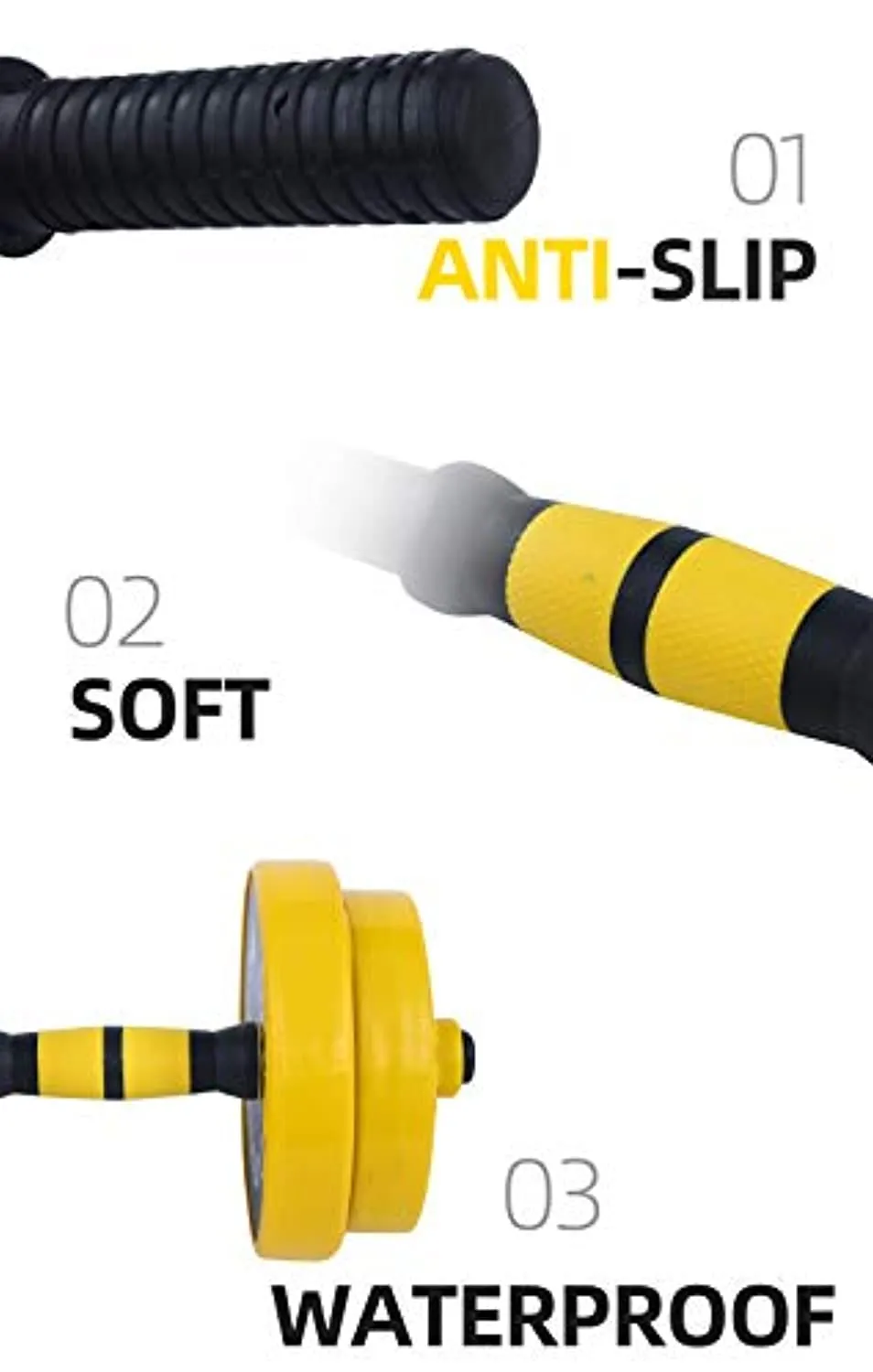 Nice C Adjustable Dumbbell Barbell Weight Pair, Free Weights 2-in-1 Set, Non-Slip Neoprene Hand, All-Purpose, Home, Gym, Office
