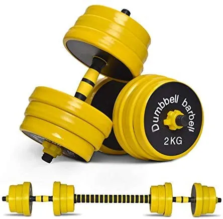 Nice C Adjustable Dumbbell Barbell Weight Pair, Free Weights 2-in-1 Set, Non-Slip Neoprene Hand, All-Purpose, Home, Gym, Office