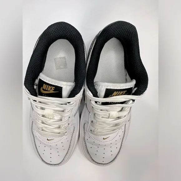 Nike Air Force 1 LV8 (GS) 12C Boys/Girls White/Black-Metal Gold