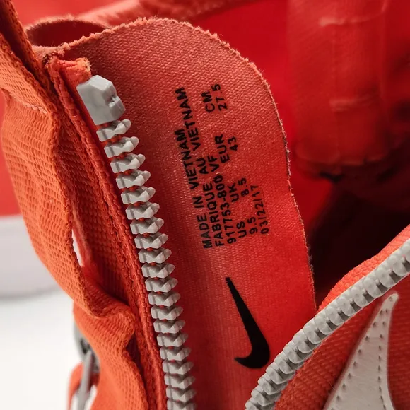 Nike Air Force 1 Mid Team Orange Sneakers Men’s Sz 9.5 917753-800 Custom Swoosh