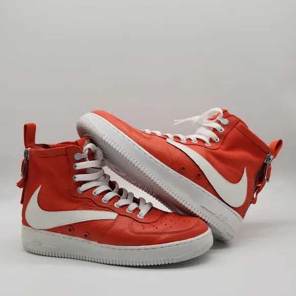 Nike Air Force 1 Mid Team Orange Sneakers Men’s Sz 9.5 917753-800 Custom Swoosh