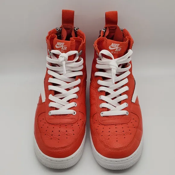 Nike Air Force 1 Mid Team Orange Sneakers Men’s Sz 9.5 917753-800 Custom Swoosh