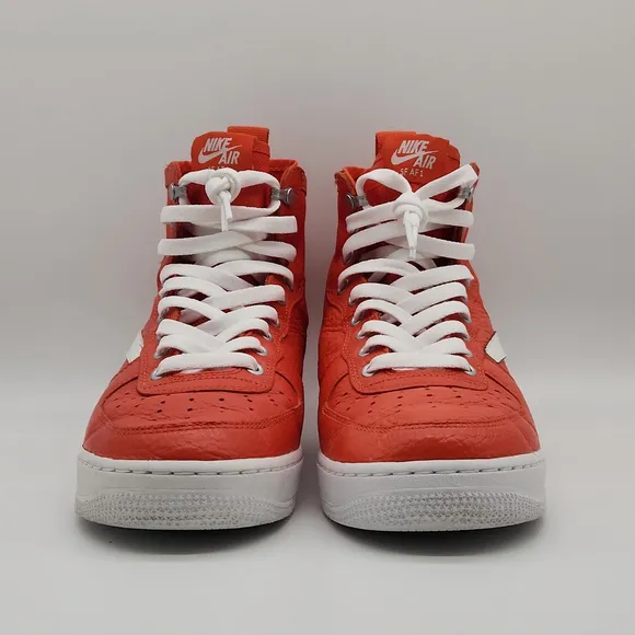 Nike Air Force 1 Mid Team Orange Sneakers Men’s Sz 9.5 917753-800 Custom Swoosh