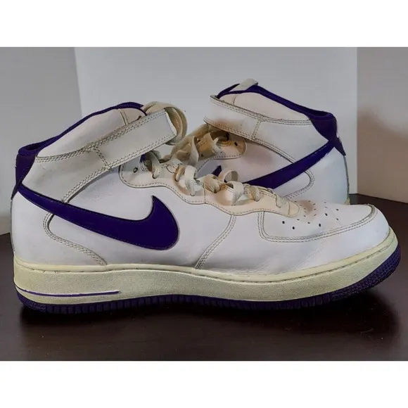 Nike Air Force 1 Mid Top ‘07 Mens Sz 13 White Court Purple 315123-120