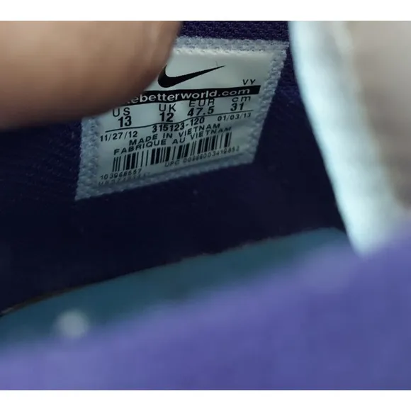 Nike Air Force 1 Mid Top ‘07 Mens Sz 13 White Court Purple 315123-120