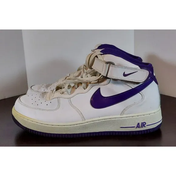 Nike Air Force 1 Mid Top ‘07 Mens Sz 13 White Court Purple 315123-120