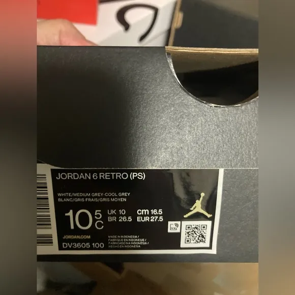 Nike Air Jordan Retro 6 Cool Grey Toddler DV3605-100 Size-10.5 With Box