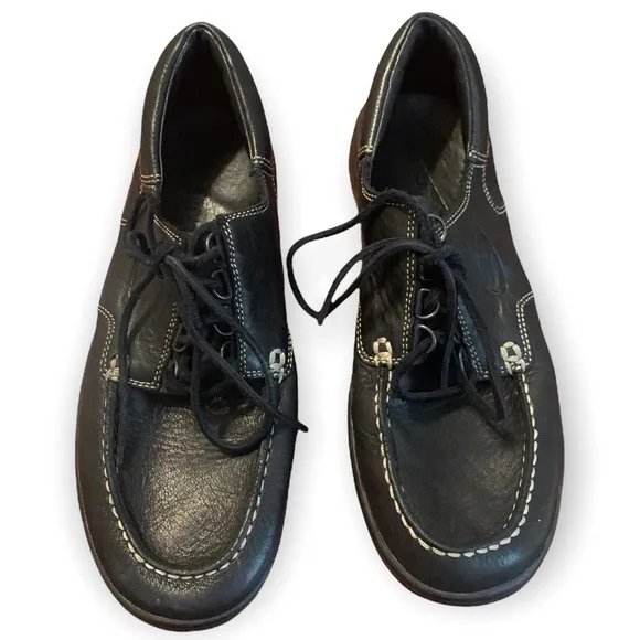 Nike Black Leather Boat Shoes  Mens sz 9