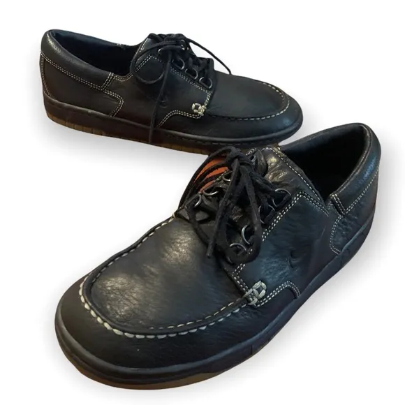 Nike Black Leather Boat Shoes  Mens sz 9