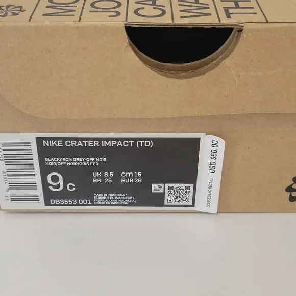 Nike Crater Impact toddler  boys size 9 black sneakers