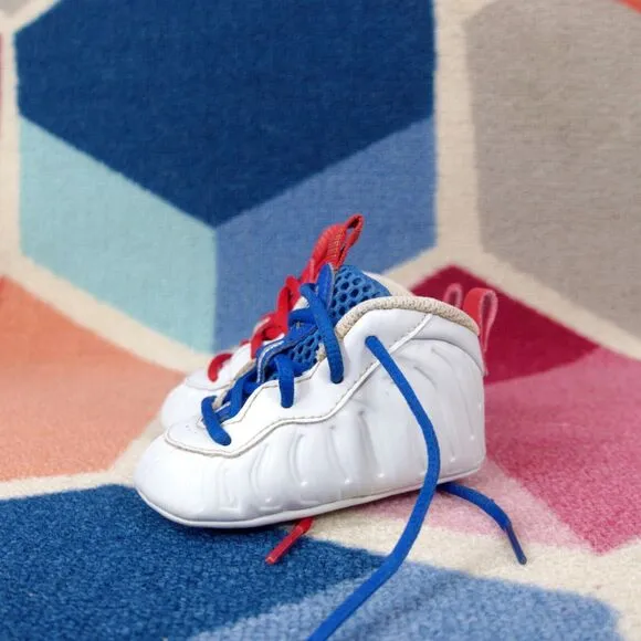 Nike Little Posite One Moon Man White Blue Red Shoes DJ4022-001 Kids Size 3C US