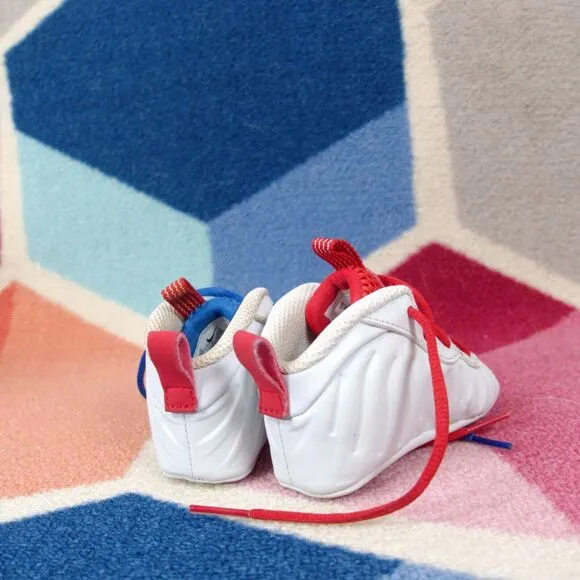 Nike Little Posite One Moon Man White Blue Red Shoes DJ4022-001 Kids Size 3C US