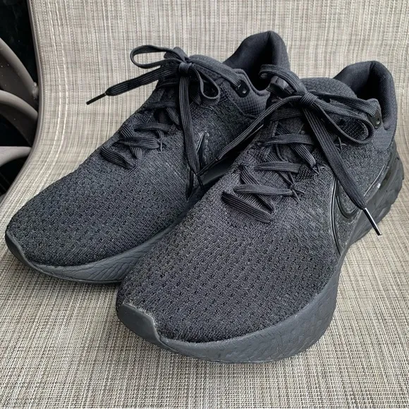 Nike React Infinity Run Flyknit 3 Triple Black Sneakers Shoes Men’s Size 13
