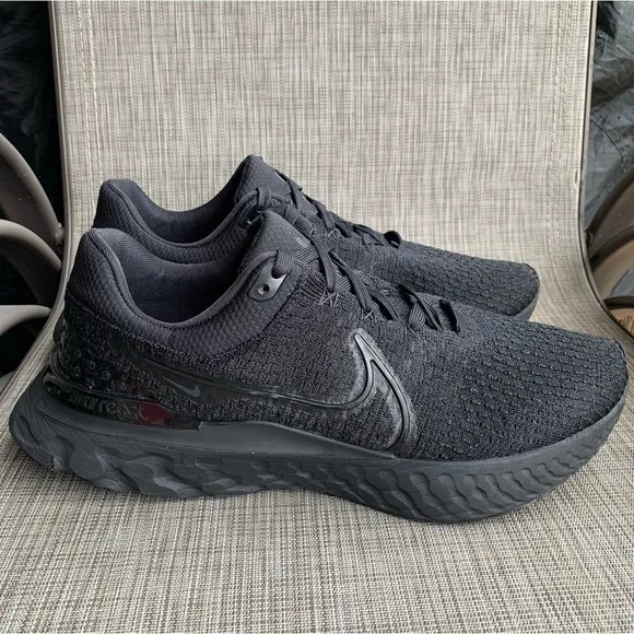 Nike React Infinity Run Flyknit 3 Triple Black Sneakers Shoes Men’s Size 13