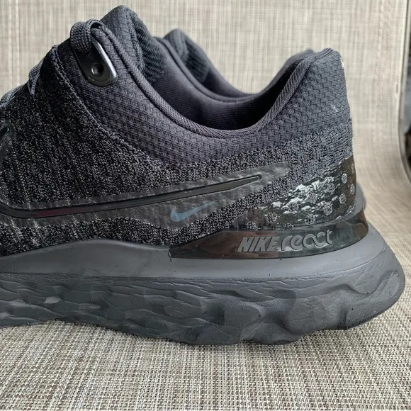 Nike React Infinity Run Flyknit 3 Triple Black Sneakers Shoes Men’s Size 13