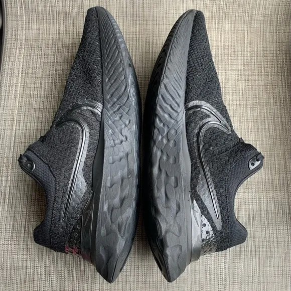 Nike React Infinity Run Flyknit 3 Triple Black Sneakers Shoes Men’s Size 13
