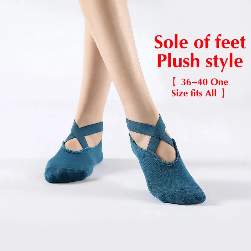 Non-Slip Cotton Yoga Socks for Winter - Backless Fitness Socks for Women’s Comfort