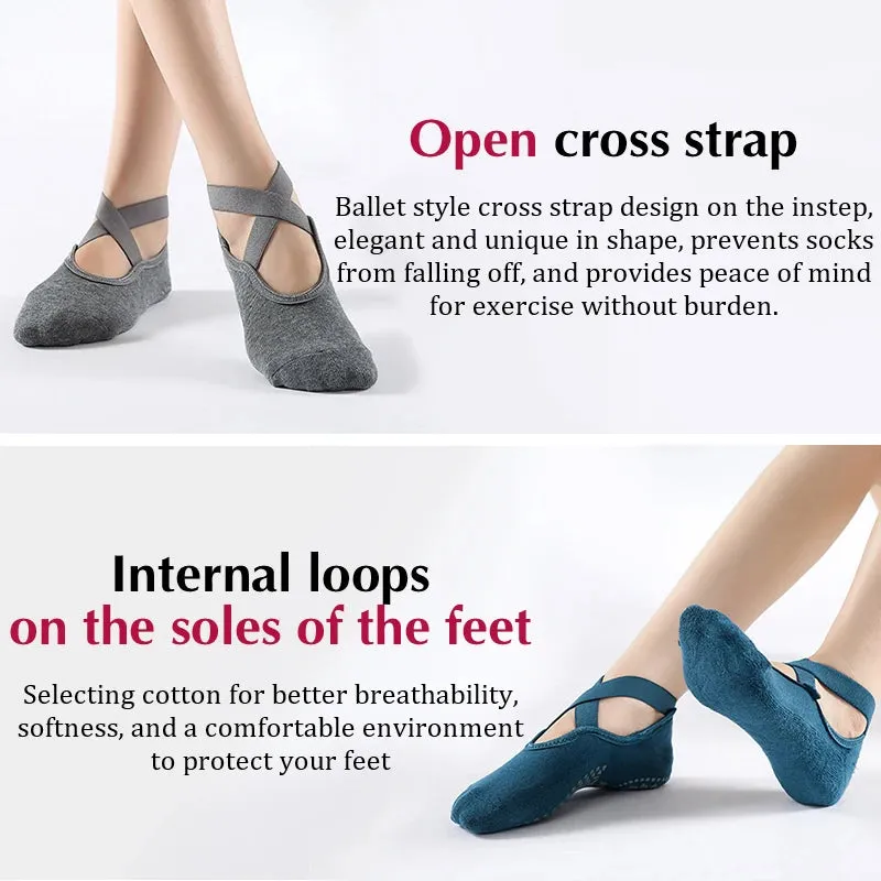 Non-Slip Cotton Yoga Socks for Winter - Backless Fitness Socks for Women’s Comfort