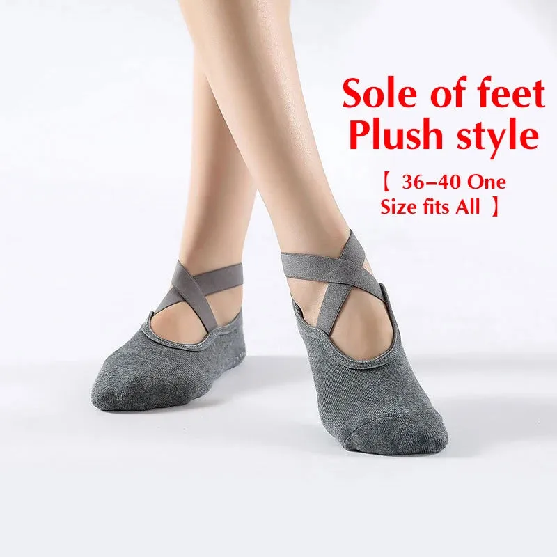 Non-Slip Cotton Yoga Socks for Winter - Backless Fitness Socks for Women’s Comfort