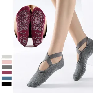 Non-Slip Cotton Yoga Socks for Winter - Backless Fitness Socks for Women’s Comfort