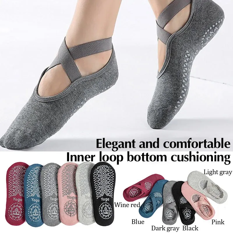 Non-Slip Cotton Yoga Socks for Winter - Backless Fitness Socks for Women’s Comfort