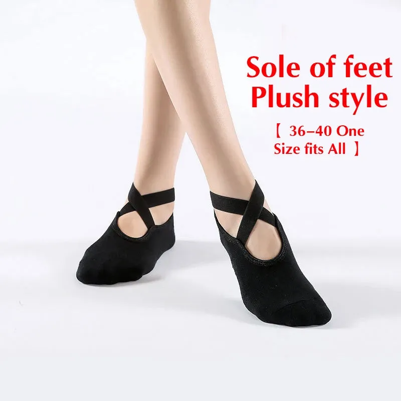 Non-Slip Cotton Yoga Socks for Winter - Backless Fitness Socks for Women’s Comfort