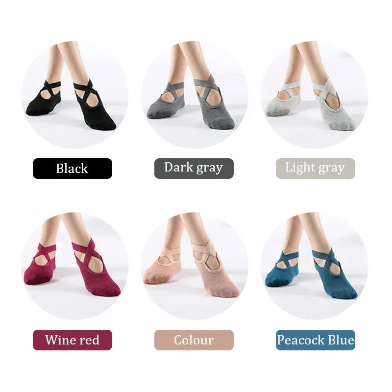 Non-Slip Cotton Yoga Socks for Winter - Backless Fitness Socks for Women’s Comfort