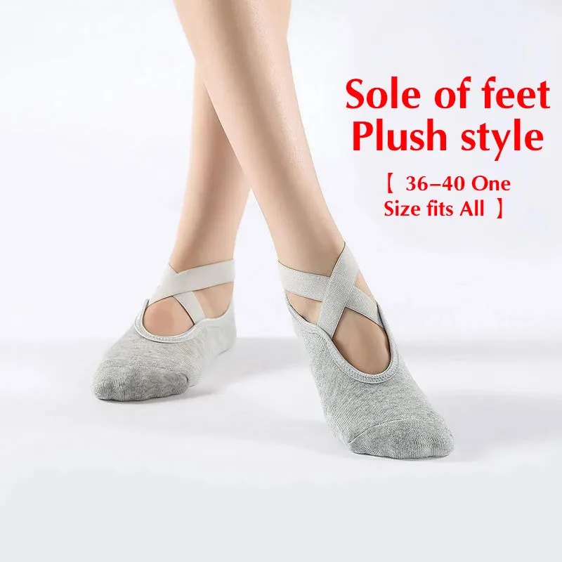 Non-Slip Cotton Yoga Socks for Winter - Backless Fitness Socks for Women’s Comfort
