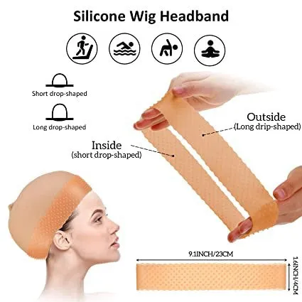 Non Slip Natural Silicone Grip Headband For Wig Nylon Wig Caps For Women Unisex Wig Bands Sports Yoga Lace Front Wig