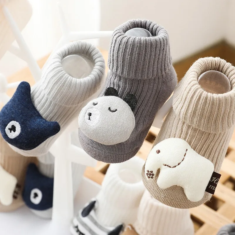 Non-Slip Soft Cotton Cartoon Animal Baby Socks