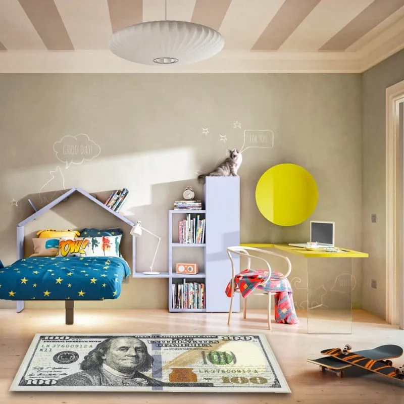 Novelty 100 Dollar Bill Print Carpet