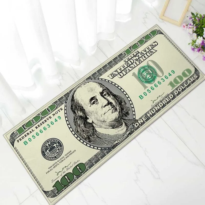 Novelty 100 Dollar Bill Print Carpet