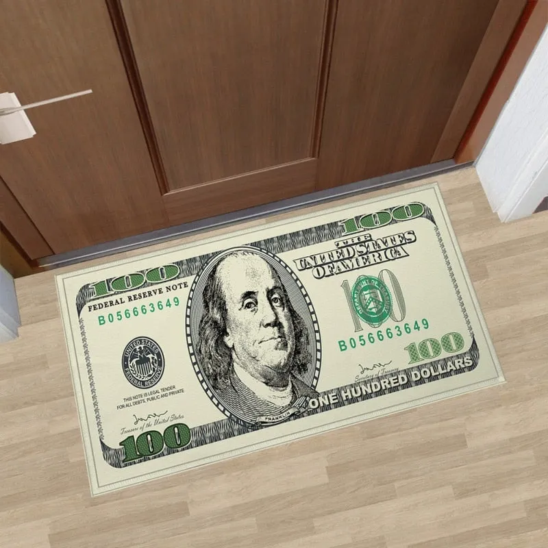 Novelty 100 Dollar Bill Print Carpet