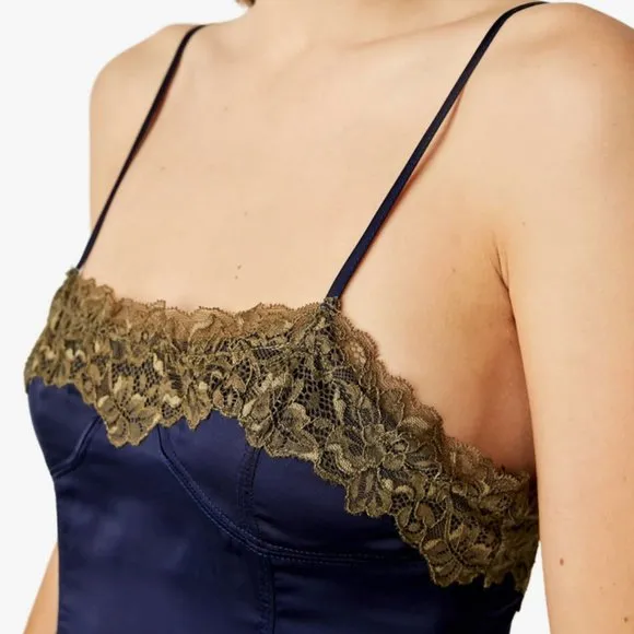 NWOT Free People Aries Rising Satin Lace Mini Slip