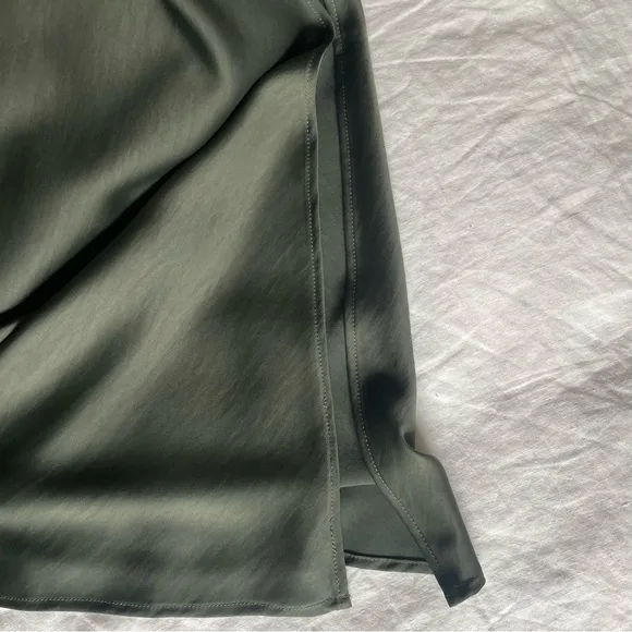 NWOT House of Harlow 1960 Olive Green Satin Feel Square Neck Slip Dress