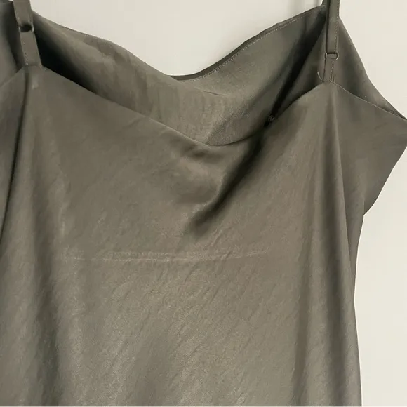 NWOT House of Harlow 1960 Olive Green Satin Feel Square Neck Slip Dress