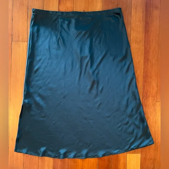 NWOT Madewell Drawstring Midi Slip Skirt - Smokey Spruce Green