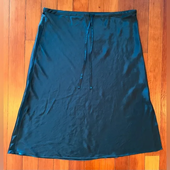 NWOT Madewell Drawstring Midi Slip Skirt - Smokey Spruce Green